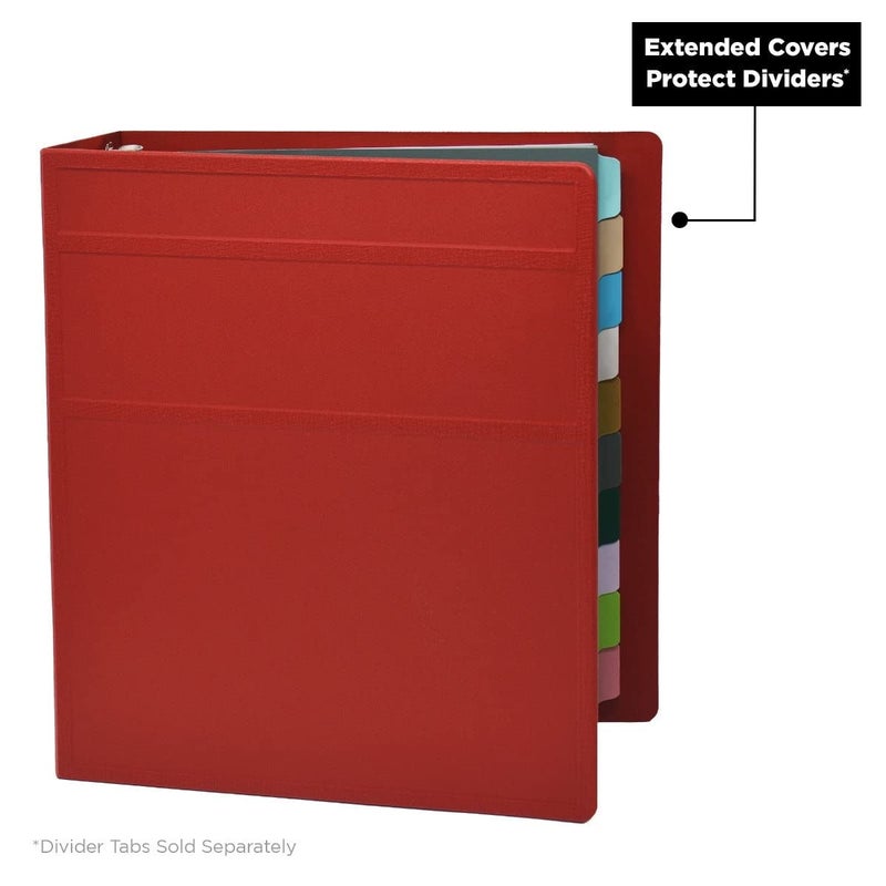 Carstens 3-Inch Heavy Duty 3-Ring Binder - Side Opening, Brick Red, Durable Plastic, Precision No-Gap Rings, Waterproof Cover, No Pockets, Holds 400 US Letter Sheets, BPA-Free, Made in USA (1740-3R) - Image 3